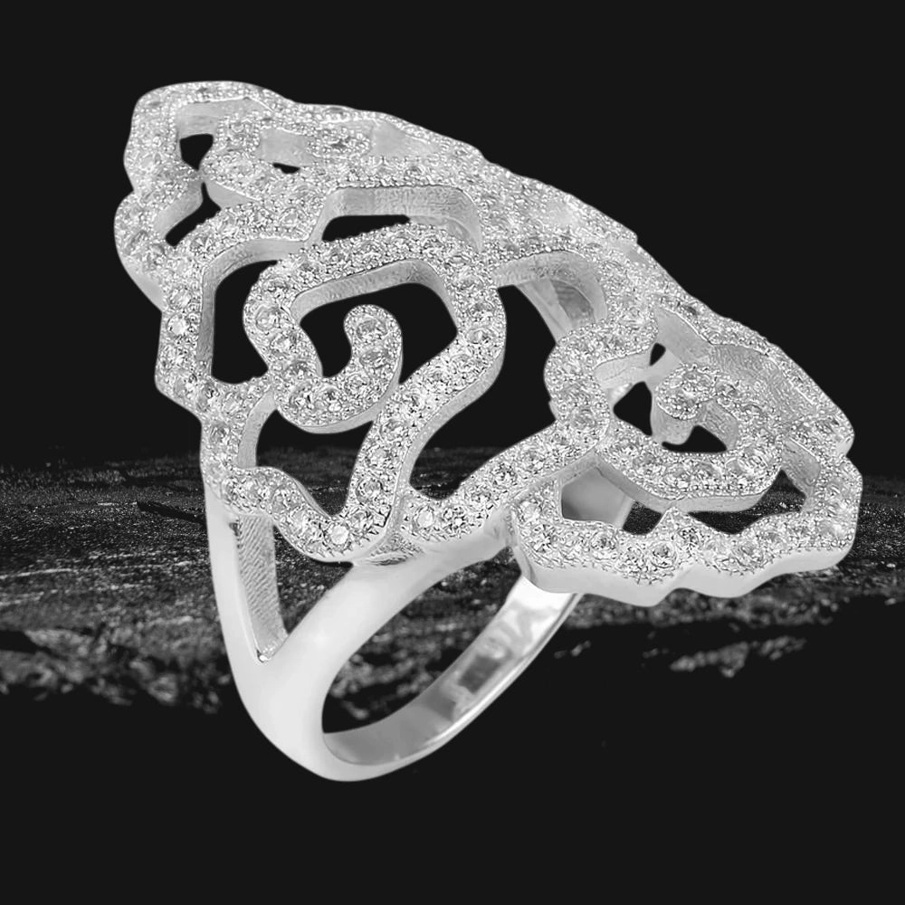 Desert Rose Rhodium Ring