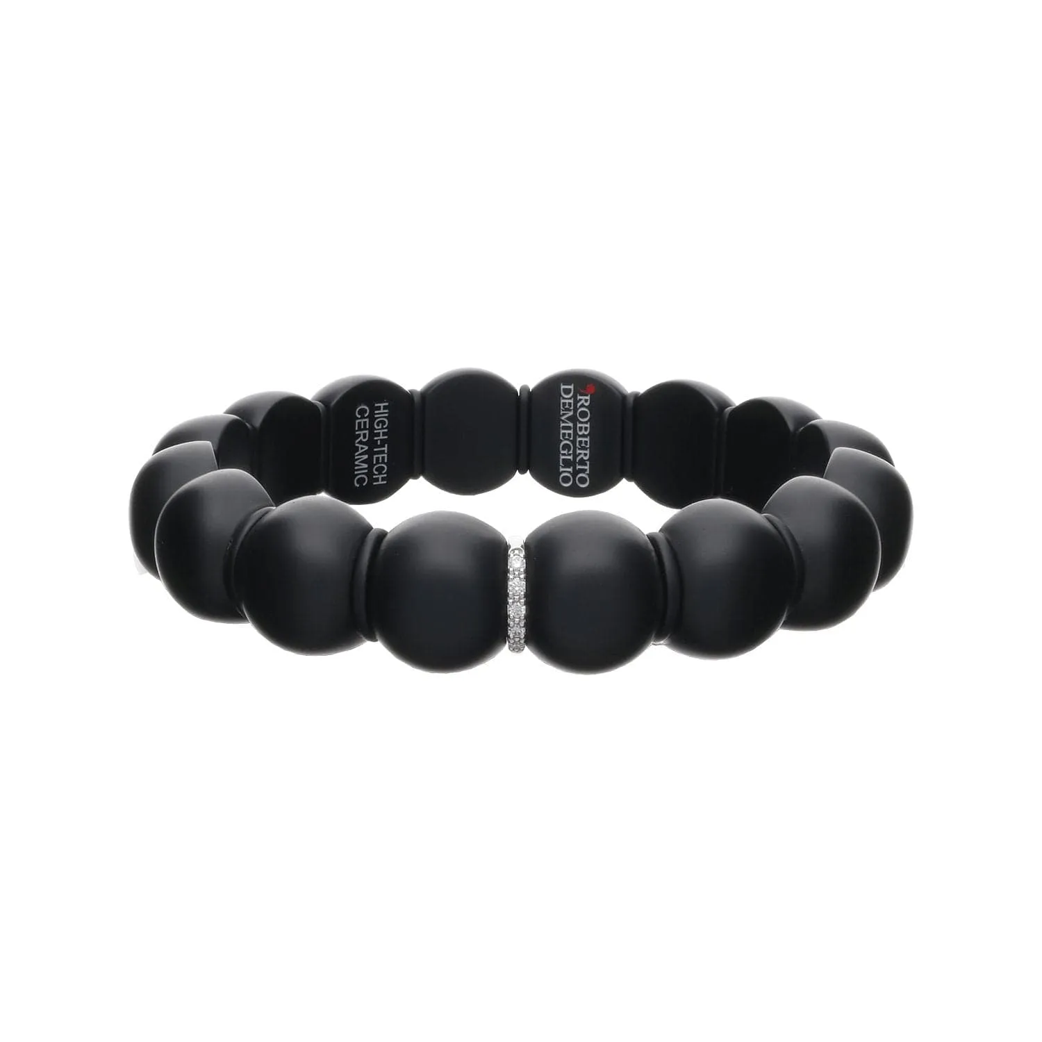 Diamond and Black Ceramic Dama Stretch Bracelet
