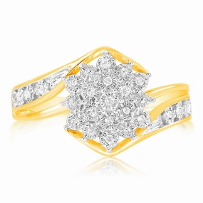 Diamond Dress Ring in 9ct Yellow Gold