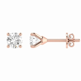 Diamond Stud Earrings With 0.70ct Diamonds In 18K Rose Gold