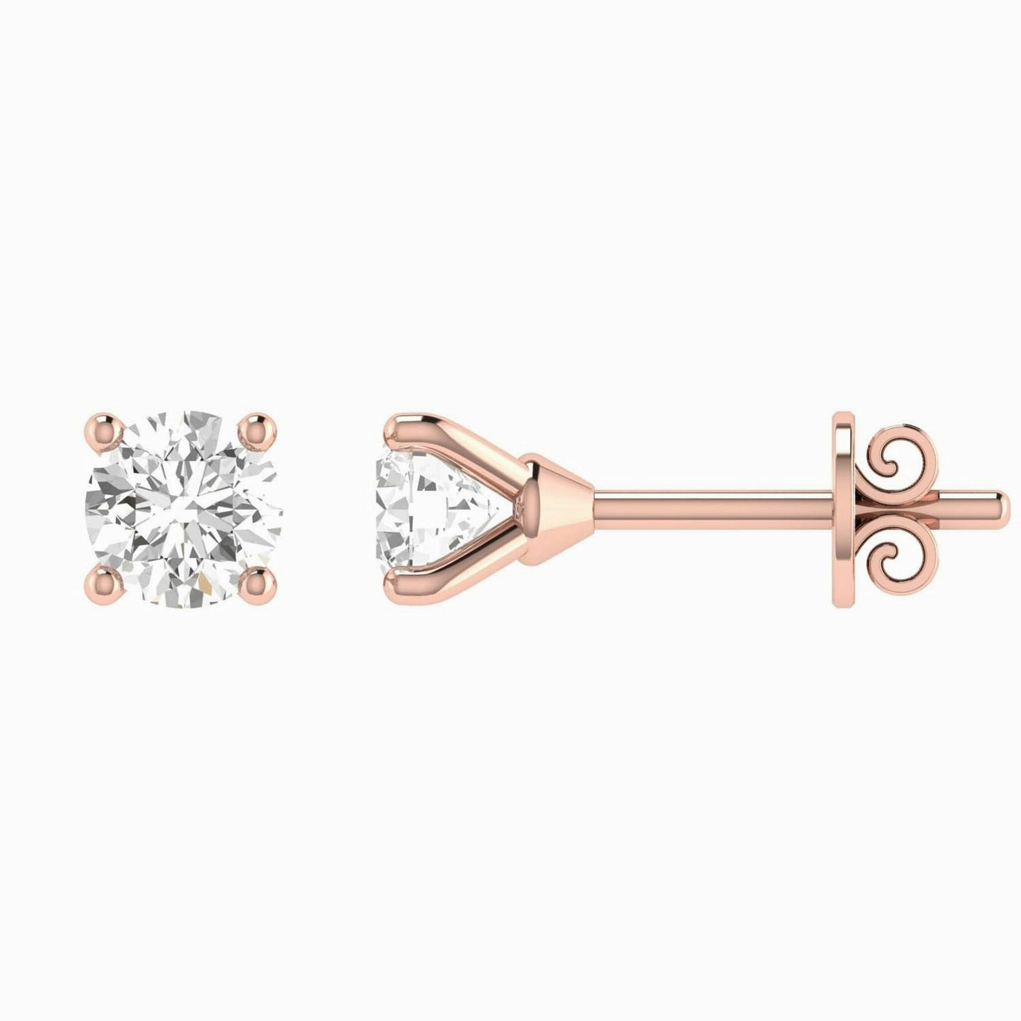 Diamond Stud Earrings With 0.80ct Diamonds In 18K Rose Gold
