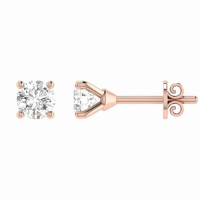 Diamond Stud Earrings With 0.80ct Diamonds In 18K Rose Gold