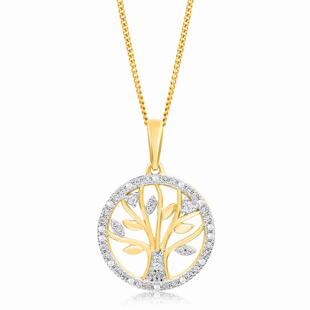 Diamond Tree of Life Pendant in 9ct Yellow Gold