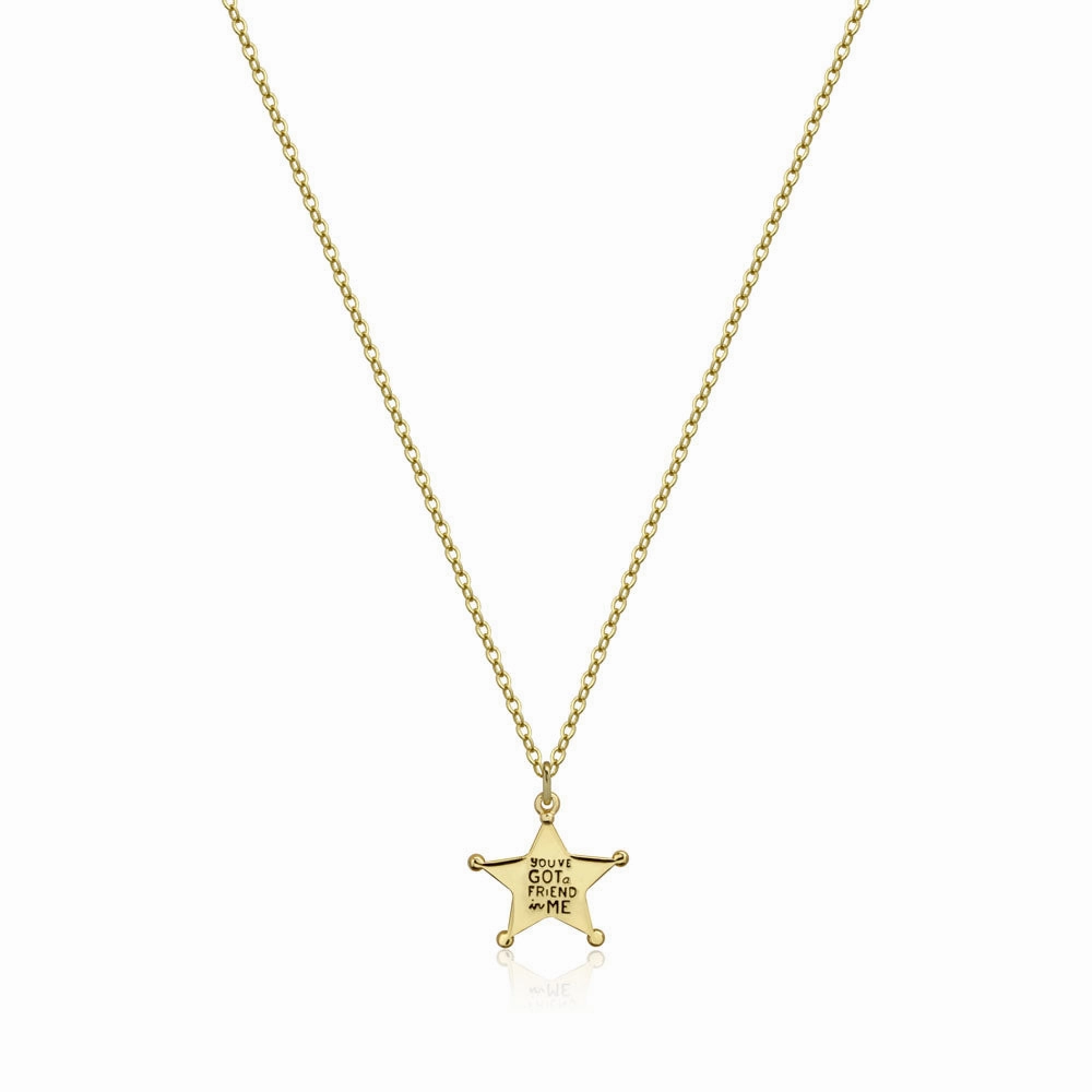 Disney Pixar Toy Story Gold Plated Sheriff Woody Pendant On Chain