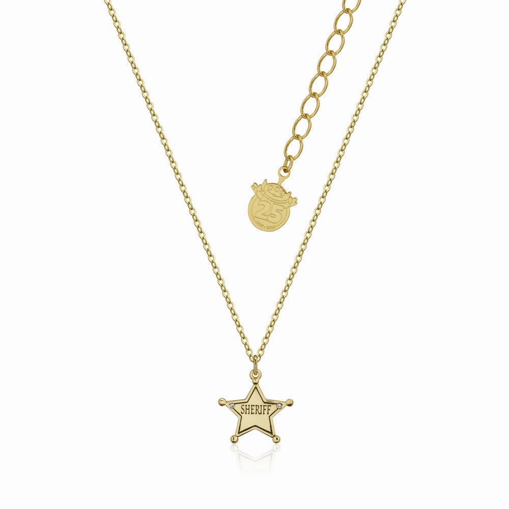 Disney Pixar Toy Story Gold Plated Sheriff Woody Pendant On Chain