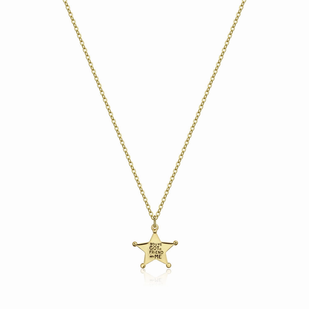 Disney Pixar Toy Story Gold Plated Sheriff Woody Pendant On Chain
