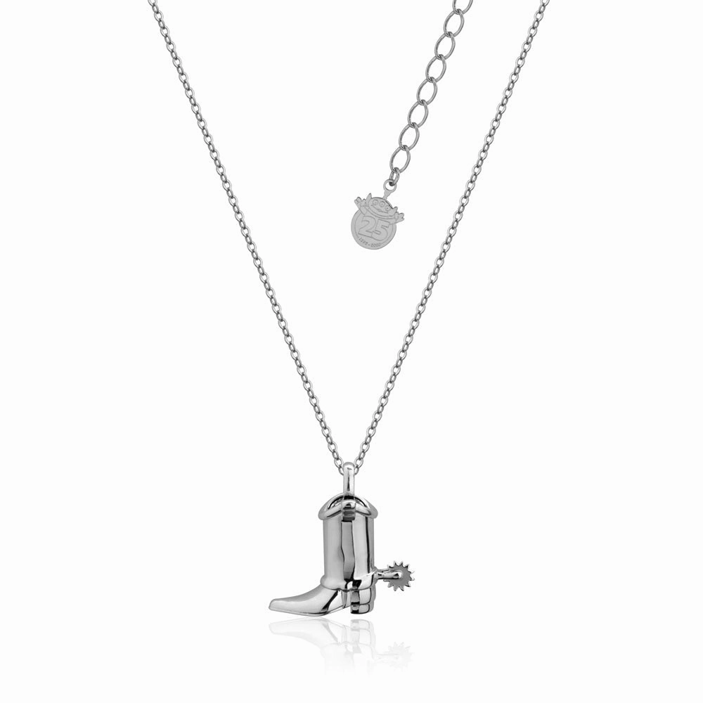Disney Pixar Toy Story White Gold Plated Woody Boot Pendant On Chain