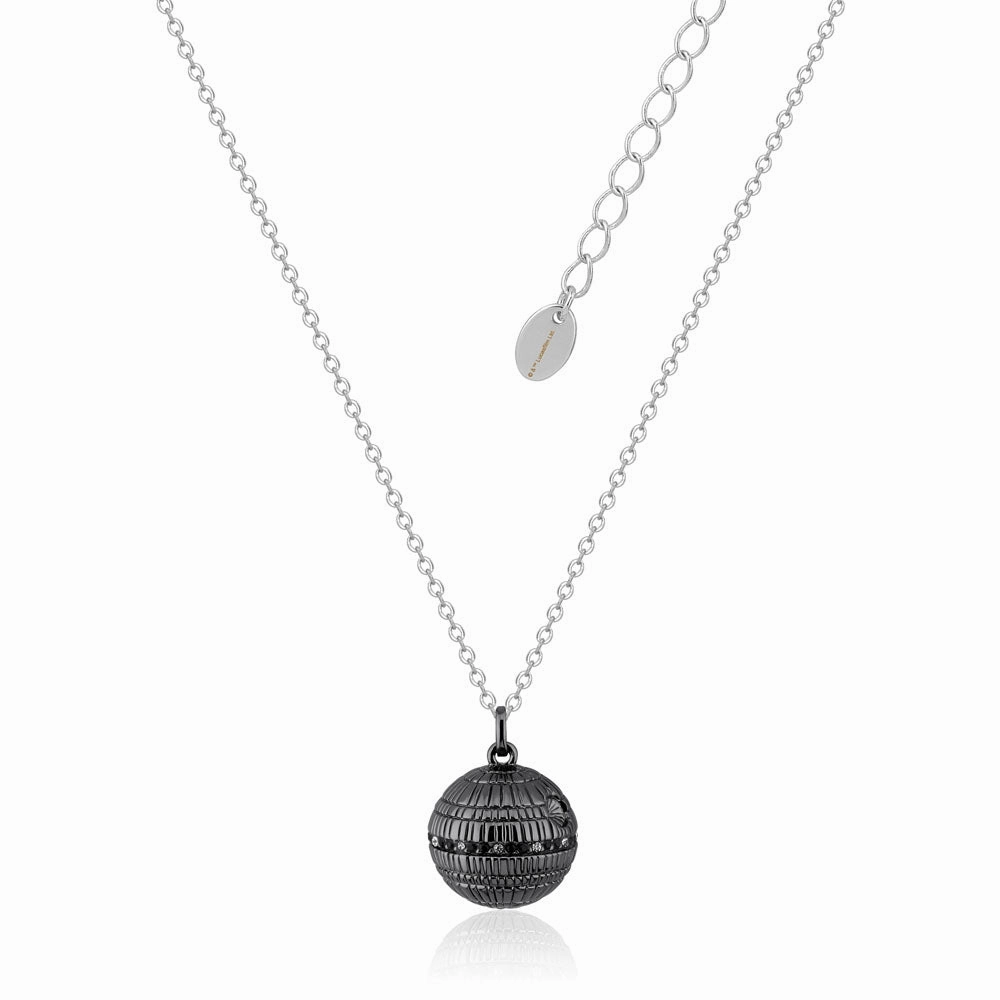 Disney Star Wars White Gold and Gunmetal Plated Death Star Pendant On 45 7cm Chain