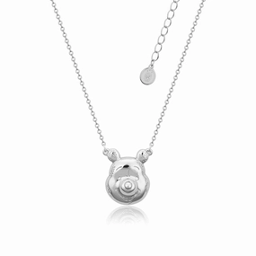 Disney White Gold Plated Winnie The Pooh Pendant On 45 7cm Chain