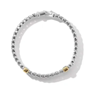 Double Box Chain Bracelet in Sterling Silver with 18K Yellow Gold