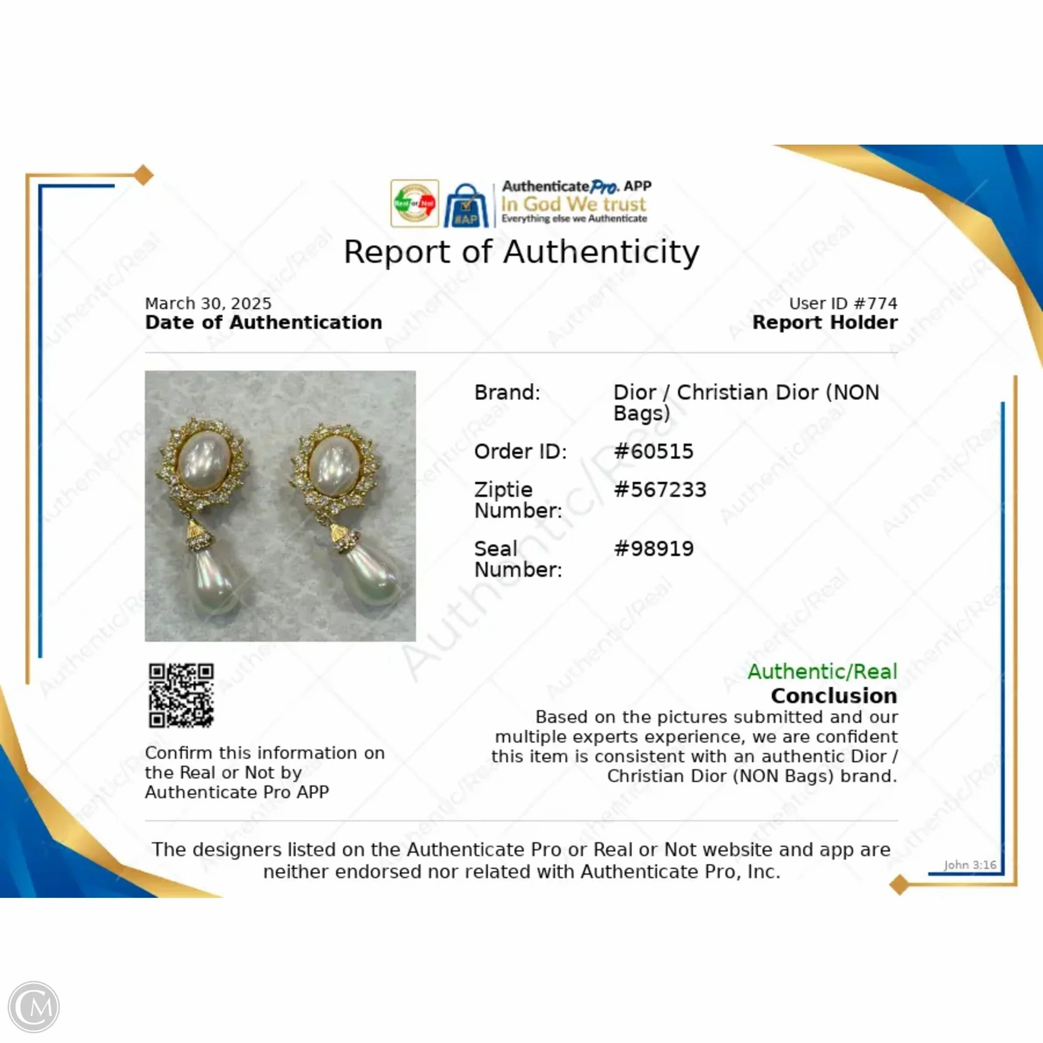 Earrings Clip By Dior