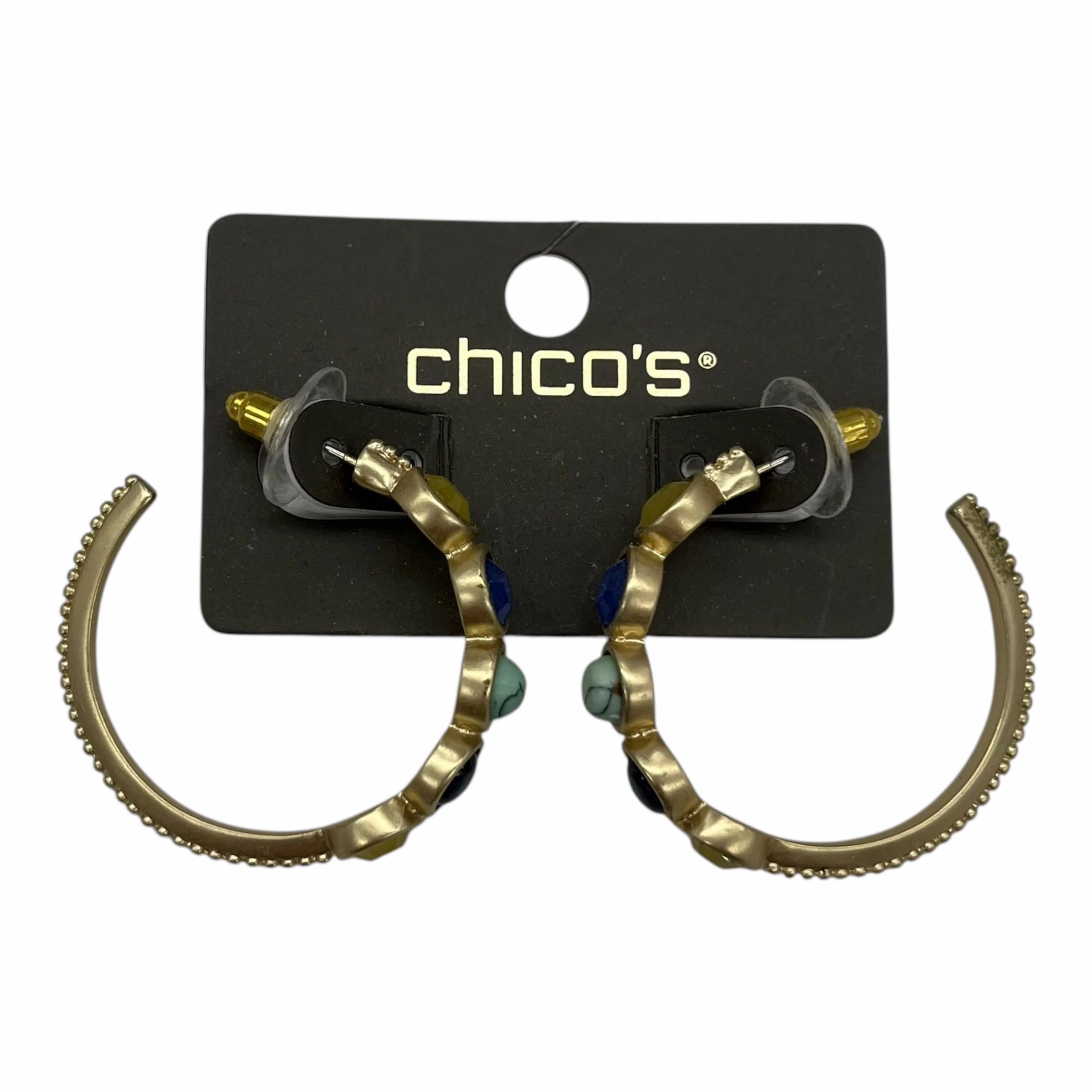 Earrings Hoop By Chicos In Blue & Gold