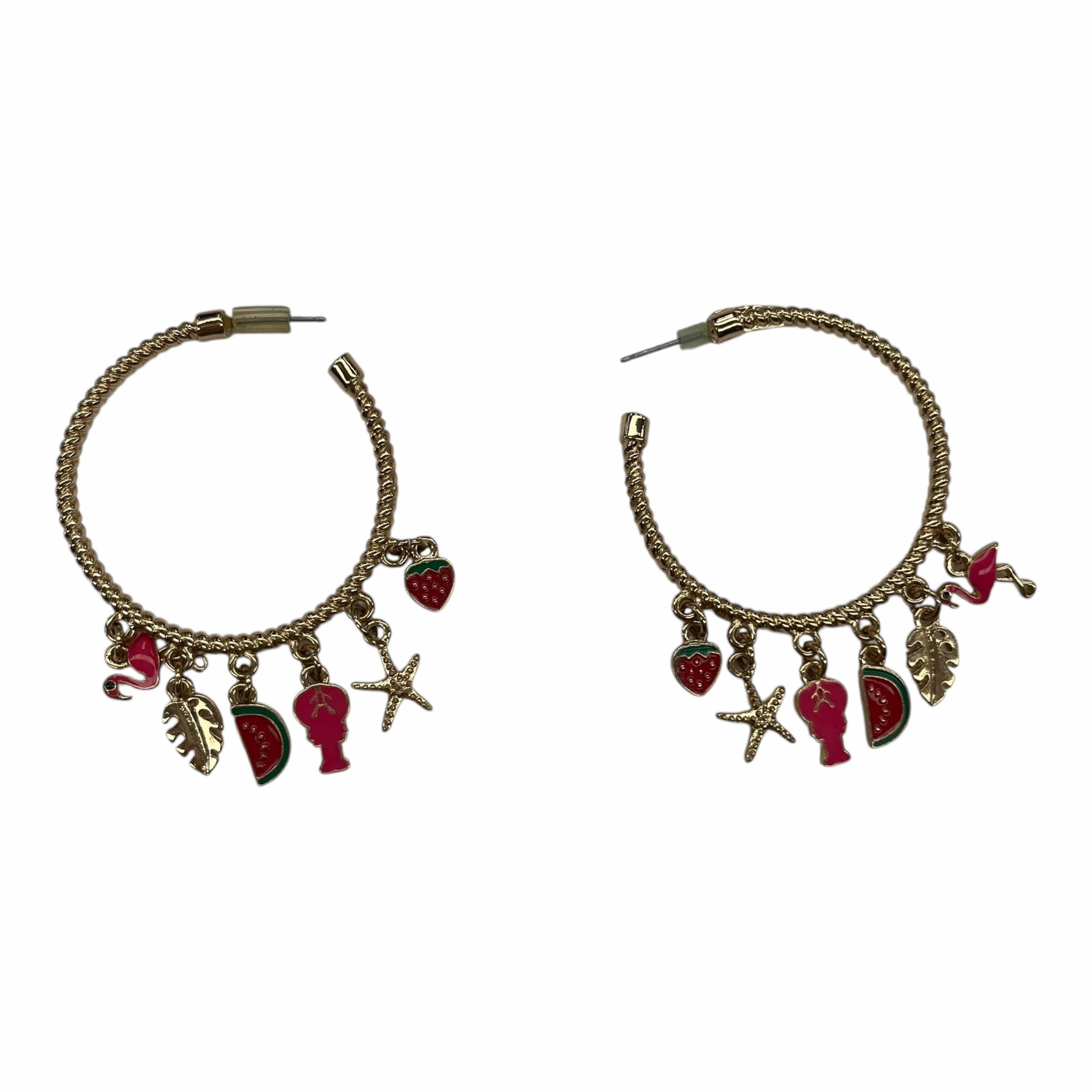 Earrings Hoop By Clothes Mentor In Gold & Pink