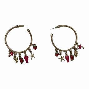 Earrings Hoop By Clothes Mentor In Gold & Pink