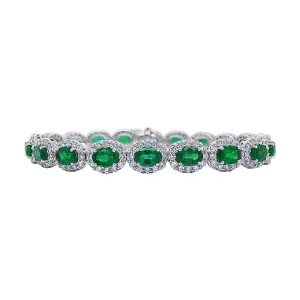 Emerald & Diamond Halo Bracelet