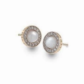 Emozioni Rose Gold Plated Mother-Of-Pearl and Cubic Zirconia Set Stud Earrings