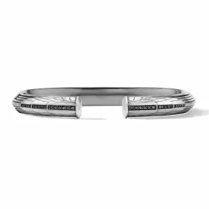 Empire Cuff Bracelet in Sterling Silver with Pave Black Diamonds