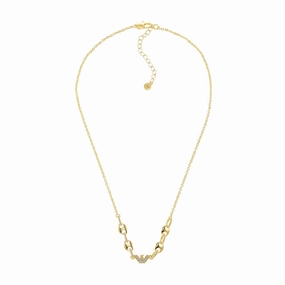 Emporio Armani Gold Plated Brass Sentimental CZ Pendant With Chain