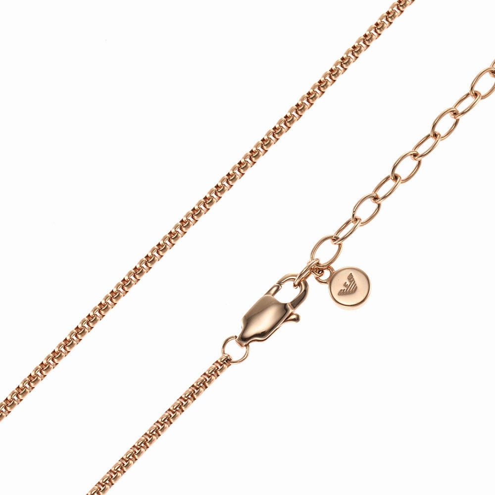 Emporio Armani Rose Gold Plated Stainless Steel Red Lacquer Pendant With Chain