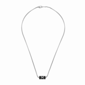 Emporio Armani Stainless Steel Black Matte Lacquer Pendant With Chain