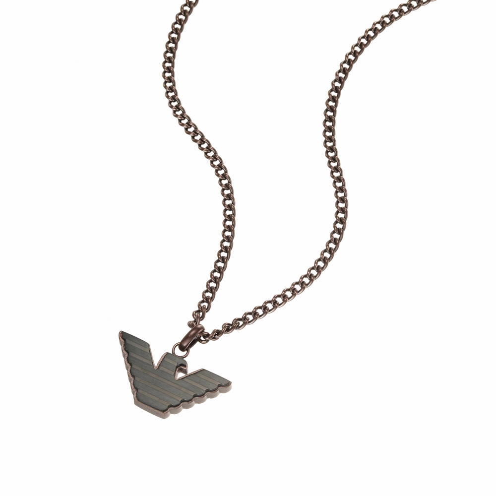 Emporio Armani Stainless Steel Brown And Black Pendant On Chain