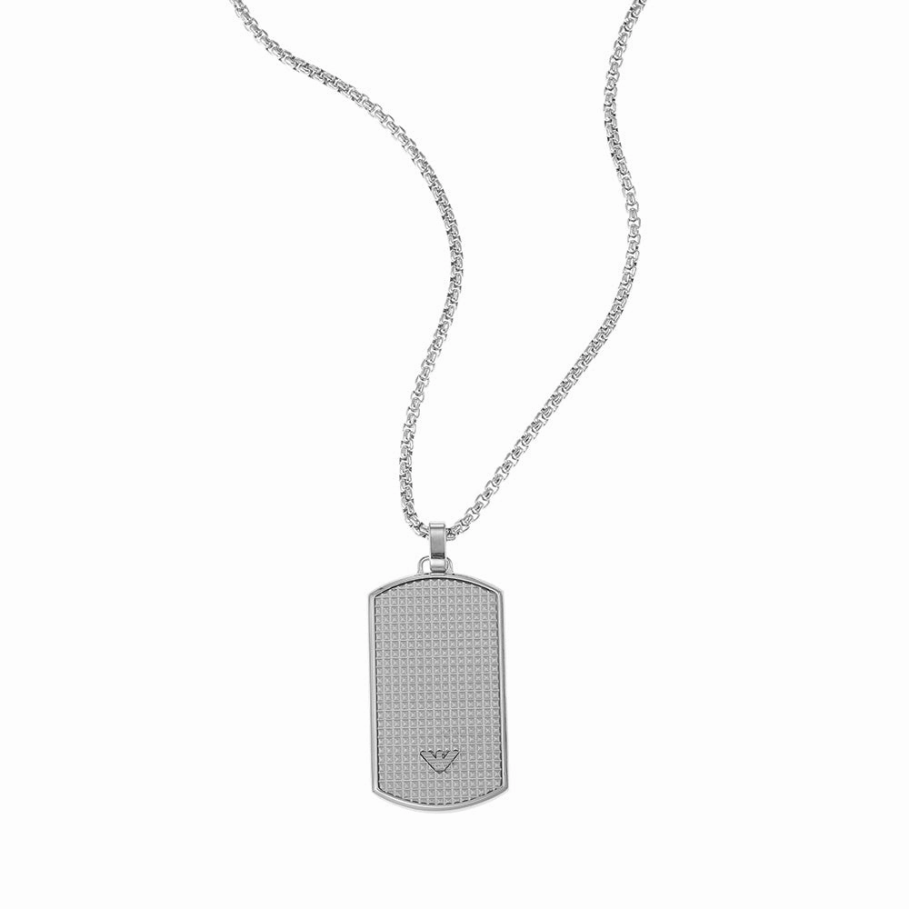 Emporio Armani Stainless Steel Dog Tag Pendant With Chain