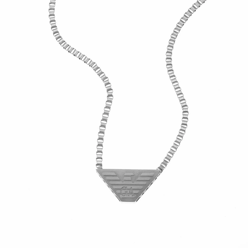 Emporio Armani Stainless Steel ID Pendant On Chain