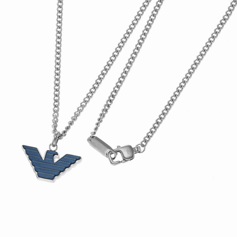 Emporio Armani Stainless Steel Logo Essential Pendant With Chain