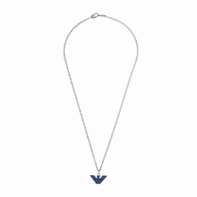Emporio Armani Stainless Steel Logo Essential Pendant With Chain