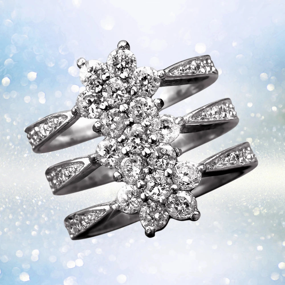 Flower Journey Rhodium Ring
