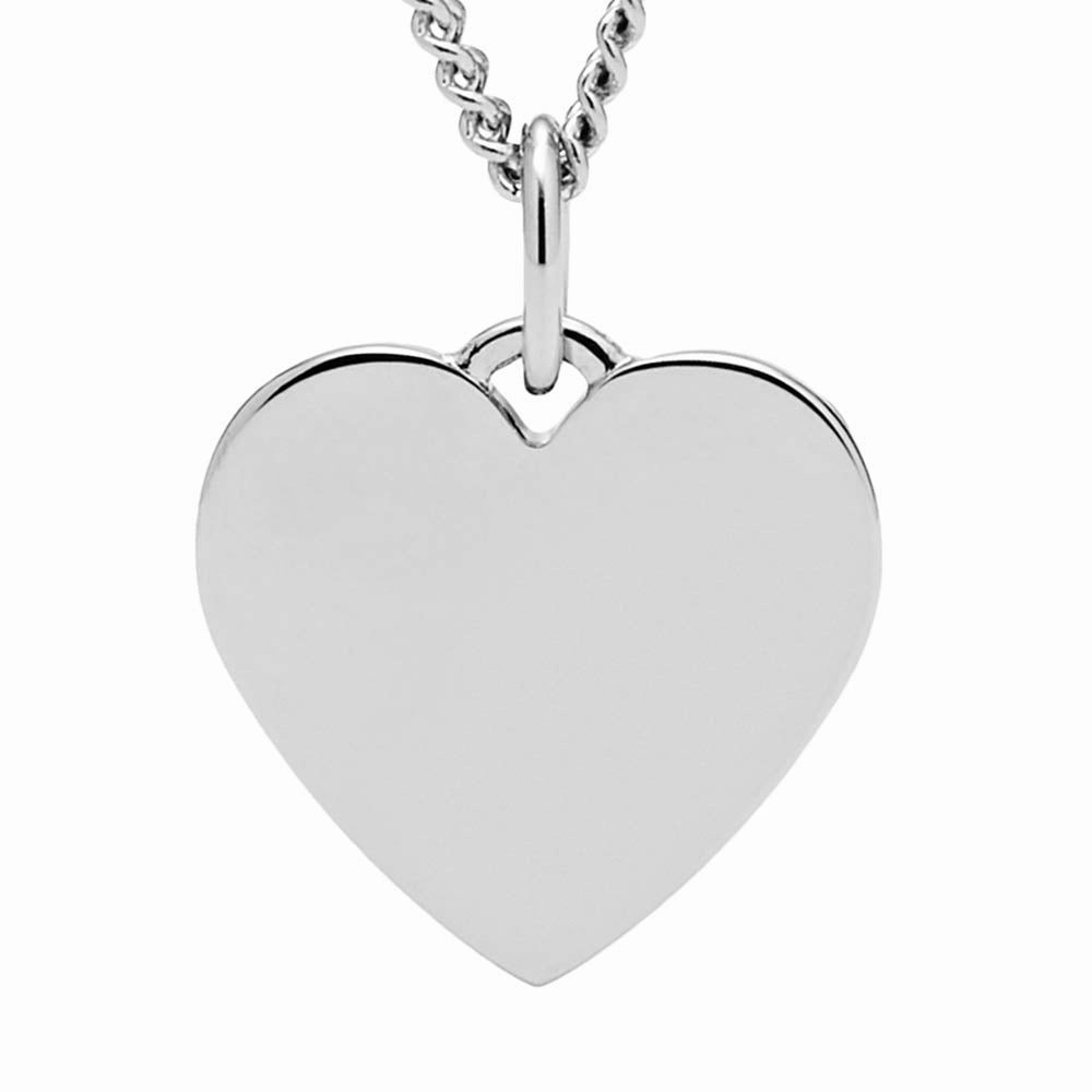Fossil Silver Plated Stainless Steel Drew Heart Pendant with Chain