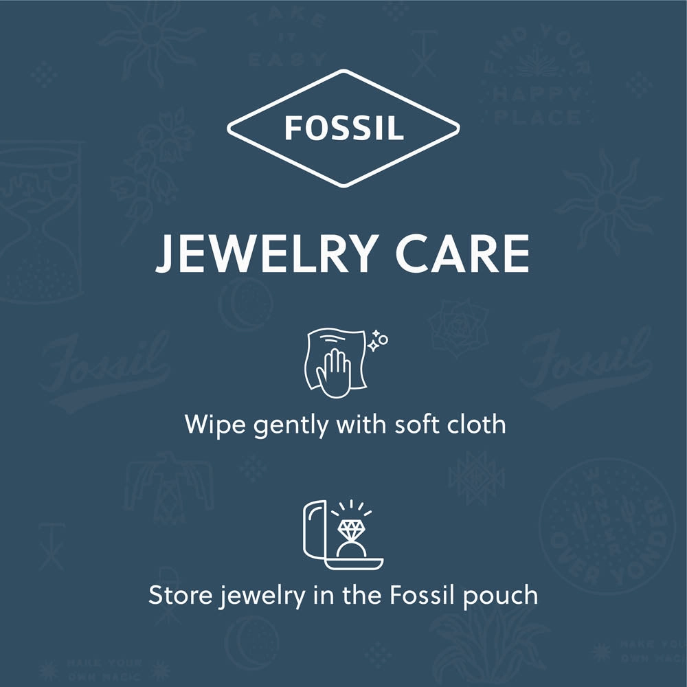 Fossil Silver Plated Stainless Steel Drew ID Pendant with Chain