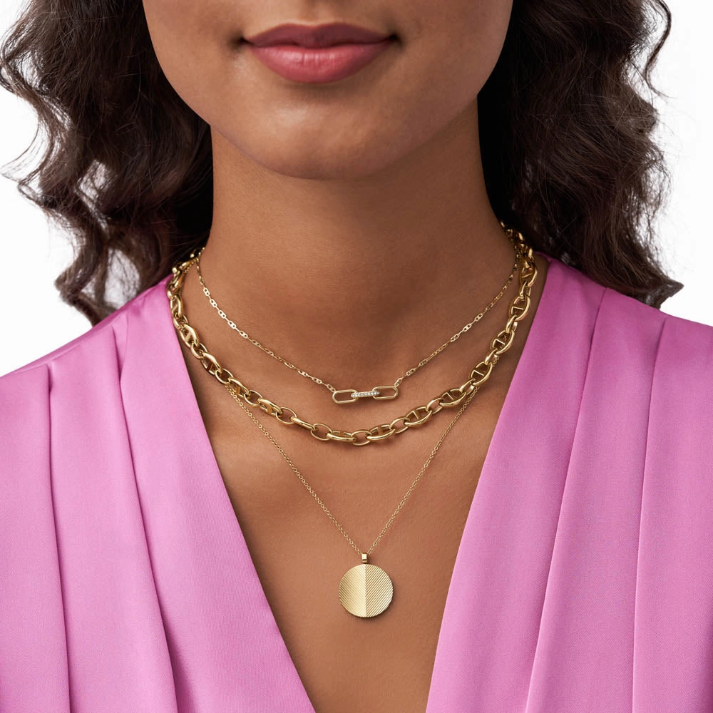 Fossil Yellow Gold Plated Stainless Steel  Harlow Pendant with Chain