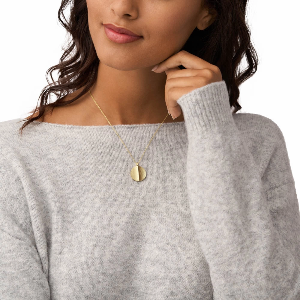 Fossil Yellow Gold Plated Stainless Steel  Harlow Pendant with Chain