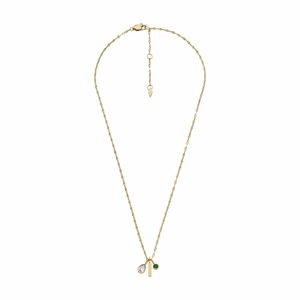Fossil Yellow Gold Plated Stainless Steel Sadie Pendant with Chain
