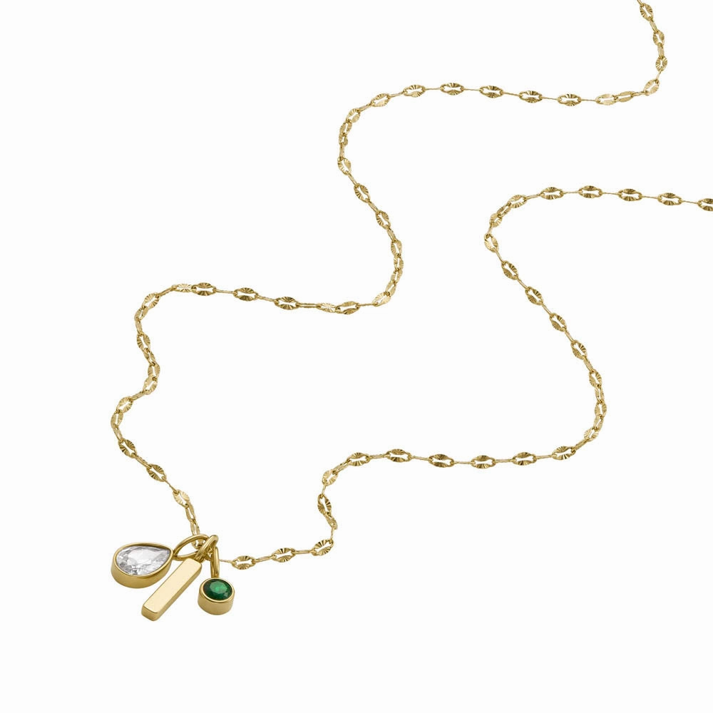 Fossil Yellow Gold Plated Stainless Steel Sadie Pendant with Chain
