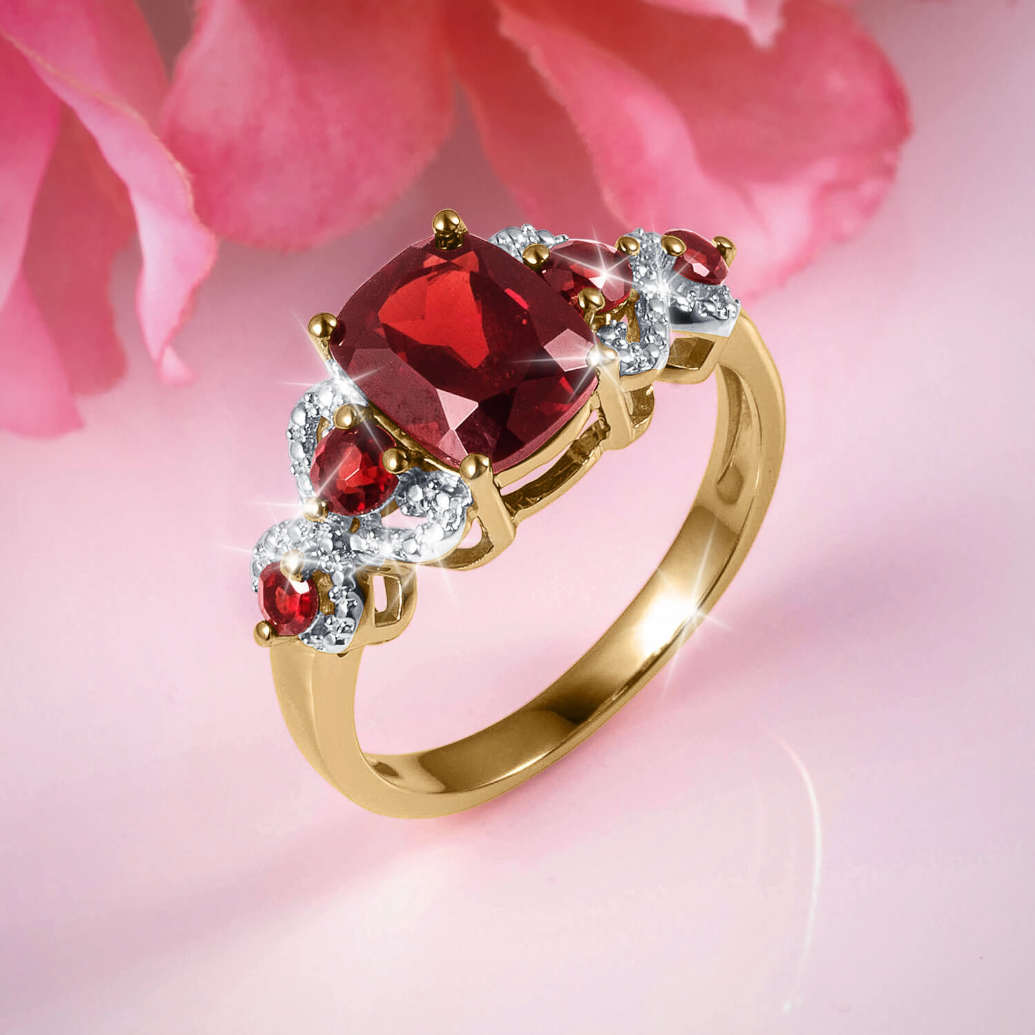 Garnet Twist Ladies Ring