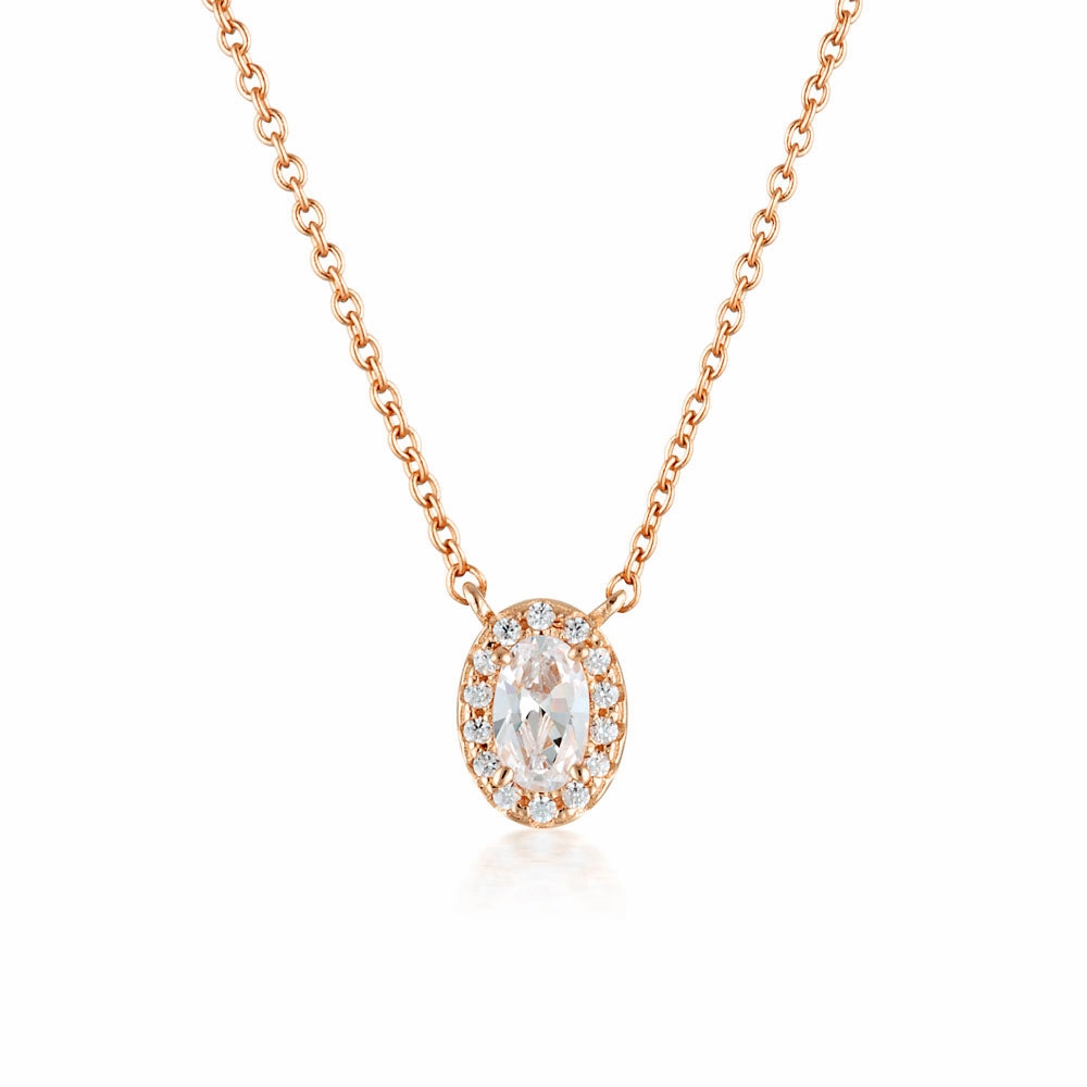 Georgini Aurora Rose Gold Plated Sterling Silver Glow Pendant On Chain