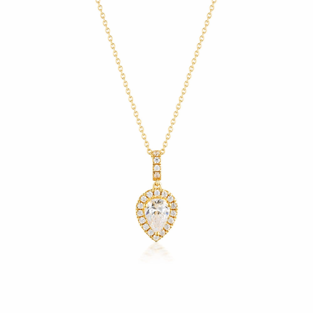 Georgini Luxe Gold Plated Sterling Silver Zirconia Splendore Pendant On Chain