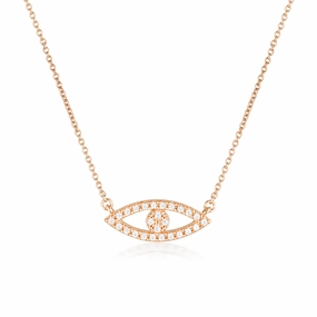 Georgini Rock Star Sterling Silver Rose Gold Plated Evil Eye Pendant On Chain