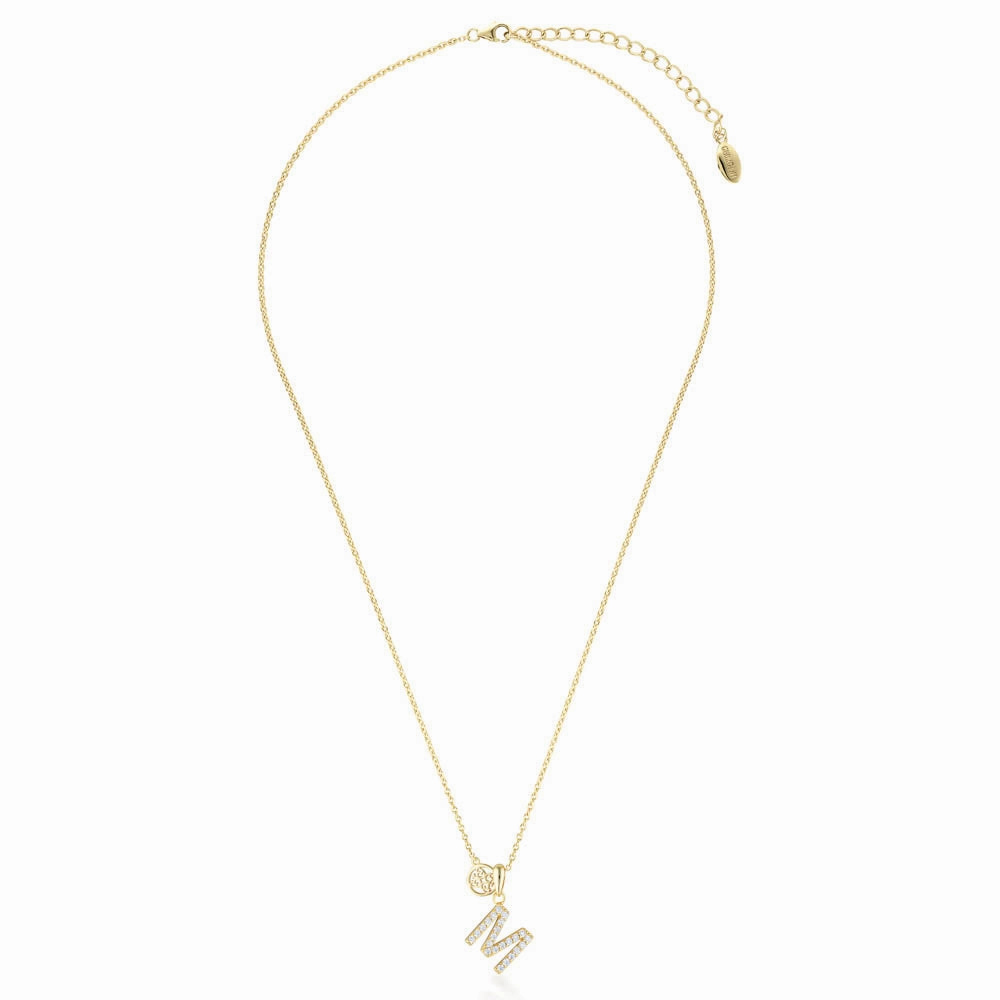 Georgini Sterling Silver Gold Plated Luxury Letters M Pendant On Chain