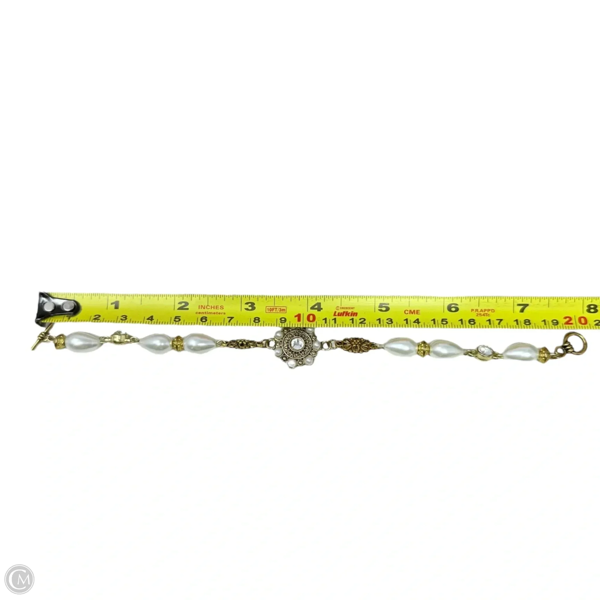 Gold Tone & Pearlescent Bead Toggle Bracelet By Clothes Mentor