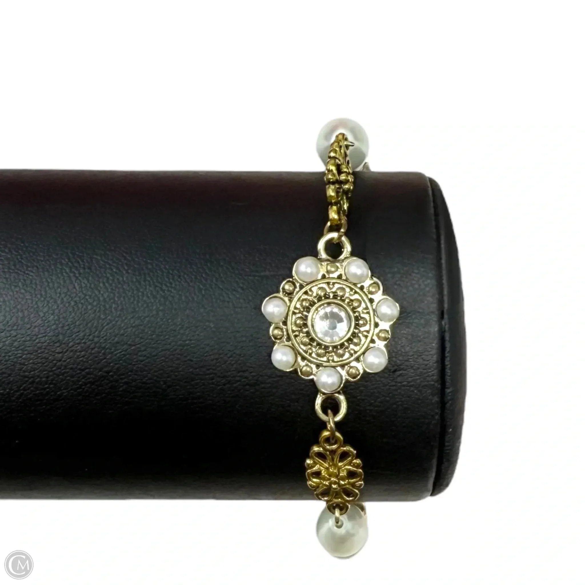 Gold Tone & Pearlescent Bead Toggle Bracelet By Clothes Mentor