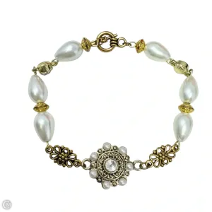 Gold Tone & Pearlescent Bead Toggle Bracelet By Clothes Mentor