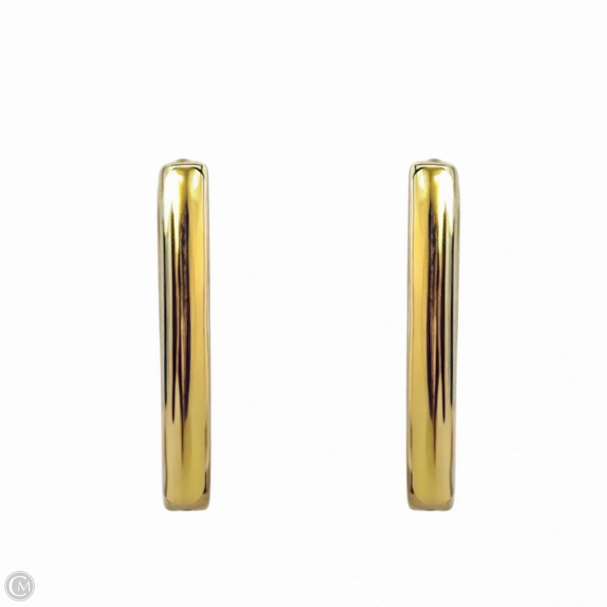 Gold Over Sterling Medium Paper Clip Link Hoop Earrings