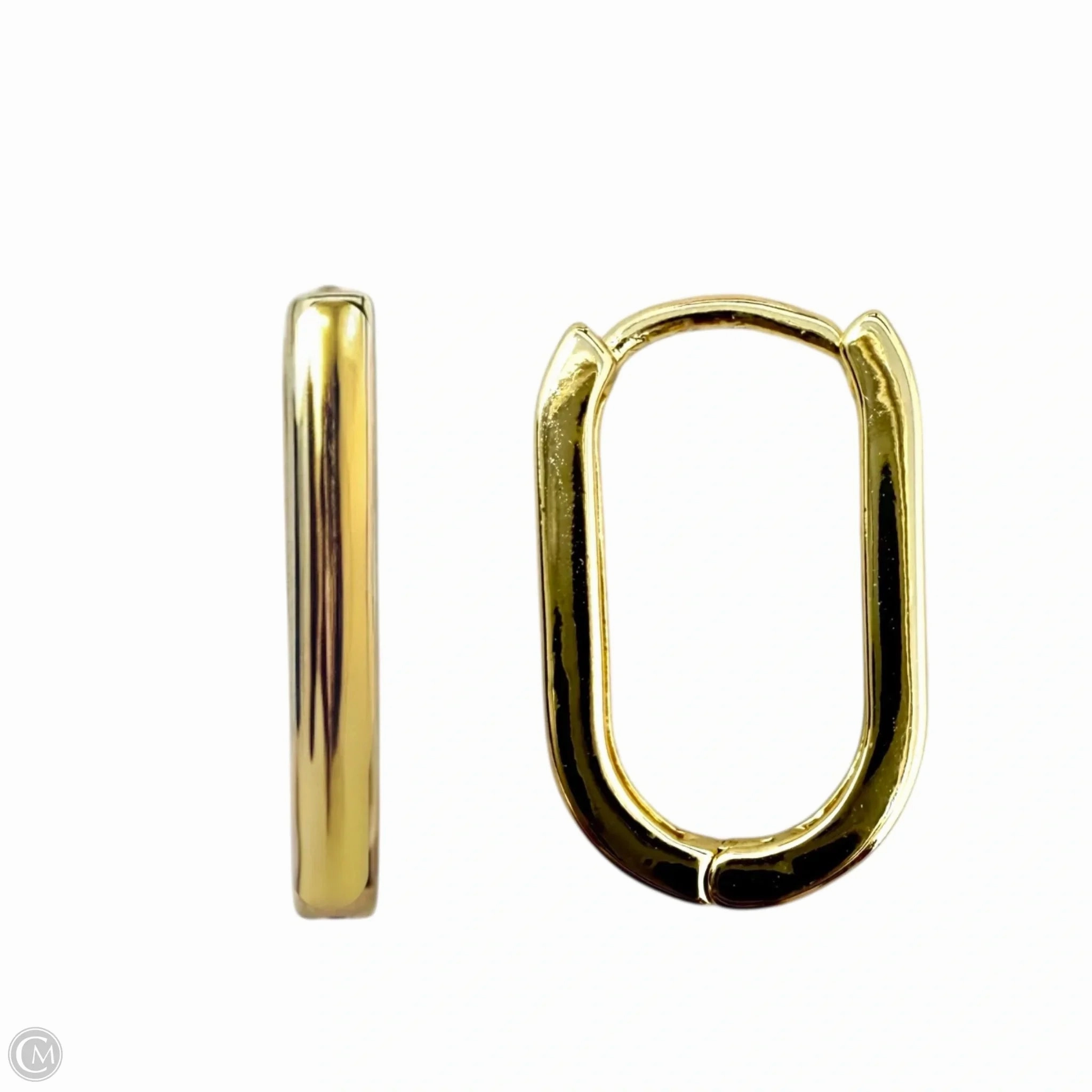 Gold Over Sterling Medium Paper Clip Link Hoop Earrings