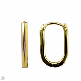 Gold Over Sterling Medium Paper Clip Link Hoop Earrings
