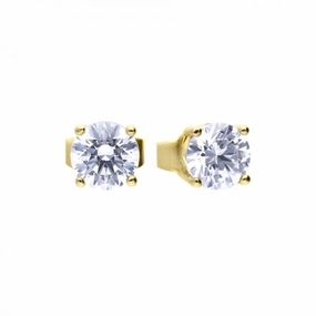 Gold Plated Silver 0.50ct Cubic Zirconia Solitaire Stud Earrings