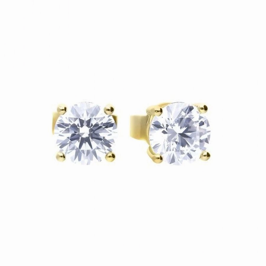 Gold Plated Silver 1.00ct Cubic Zirconia Solitaire Stud Earrings