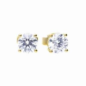 Gold Plated Silver 1.00ct Cubic Zirconia Solitaire Stud Earrings